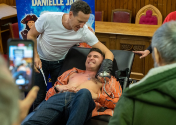 Oh yes he did! Local loon 'Peter Pan' takes on charity chest wax
